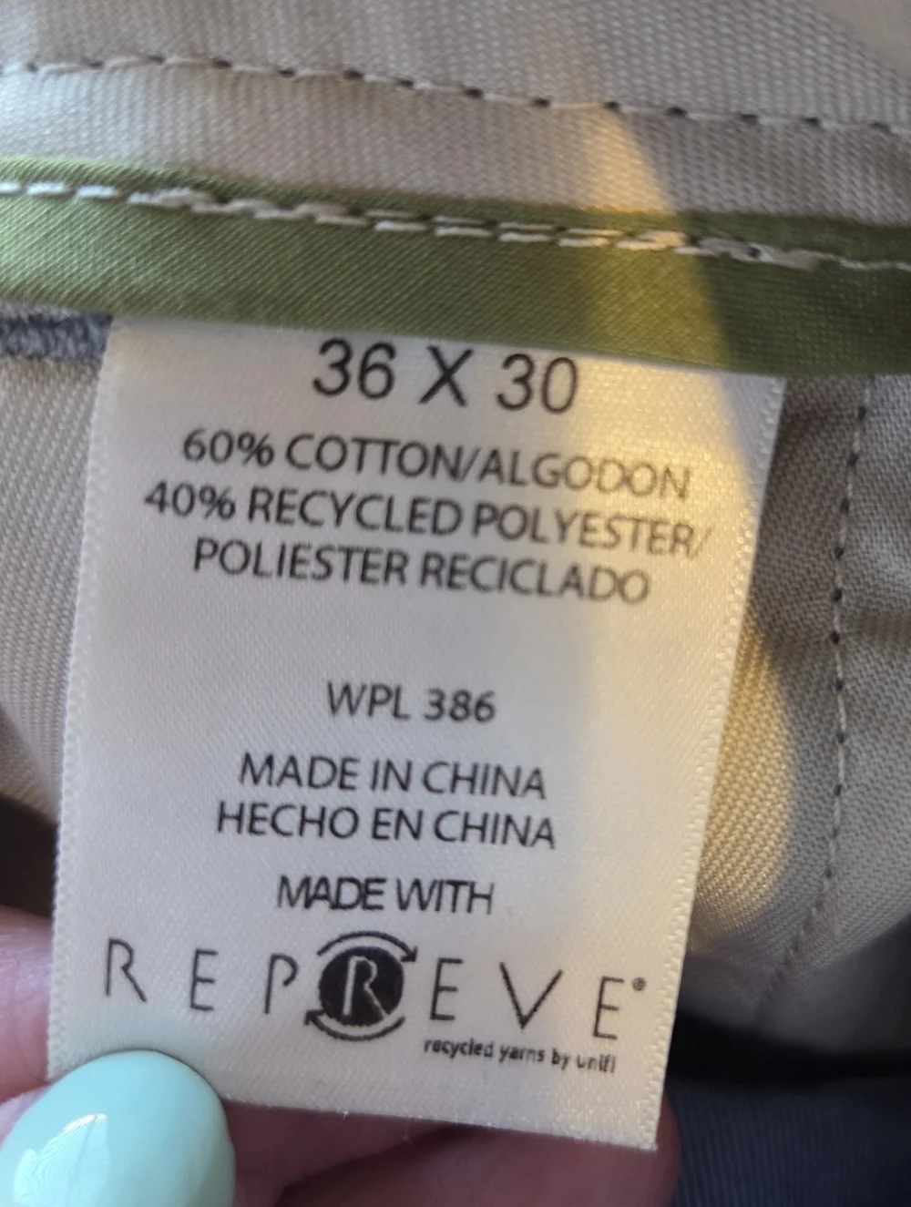 NWT Haggar Life Khaki Relaxed Straight Chino Pants 36x30 Cadet Blue REPREVE